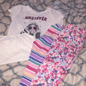 Girls bundle of jeggings leggings tank and tee